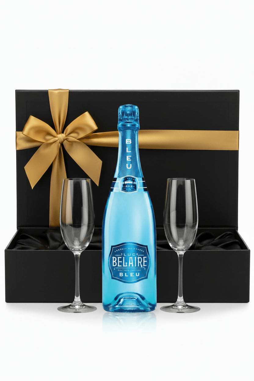 Luc Belaire Bleu Gift Box W/ 2 Champagne Flutes - Bottles2Gift