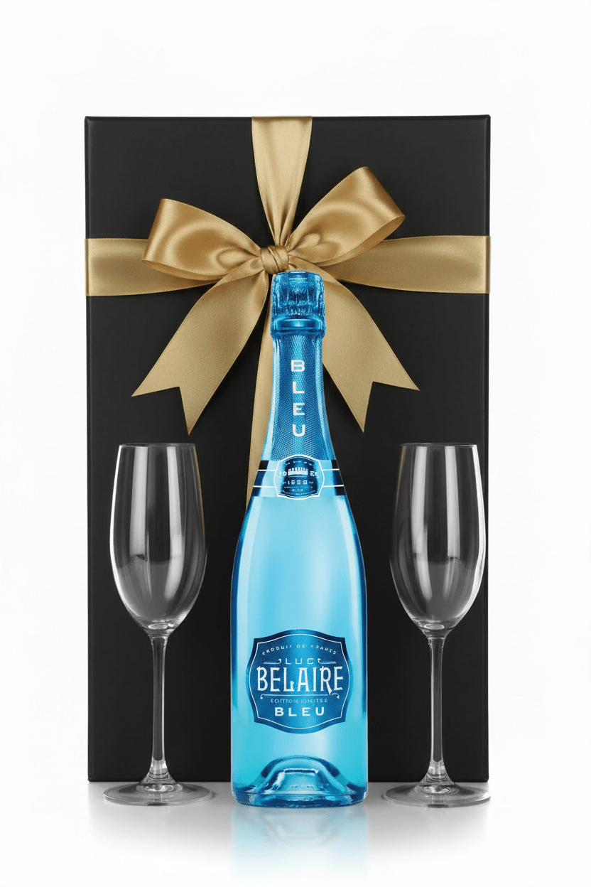 Luc Belaire Bleu Gift Box W/ 2 Champagne Flutes - Bottles2Gift