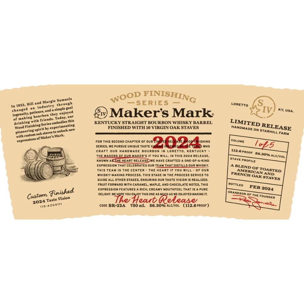 Maker's Mark Wood Finishing Series "The Heart Release" Kentucky Straight Bourbon - Bottles2Gift