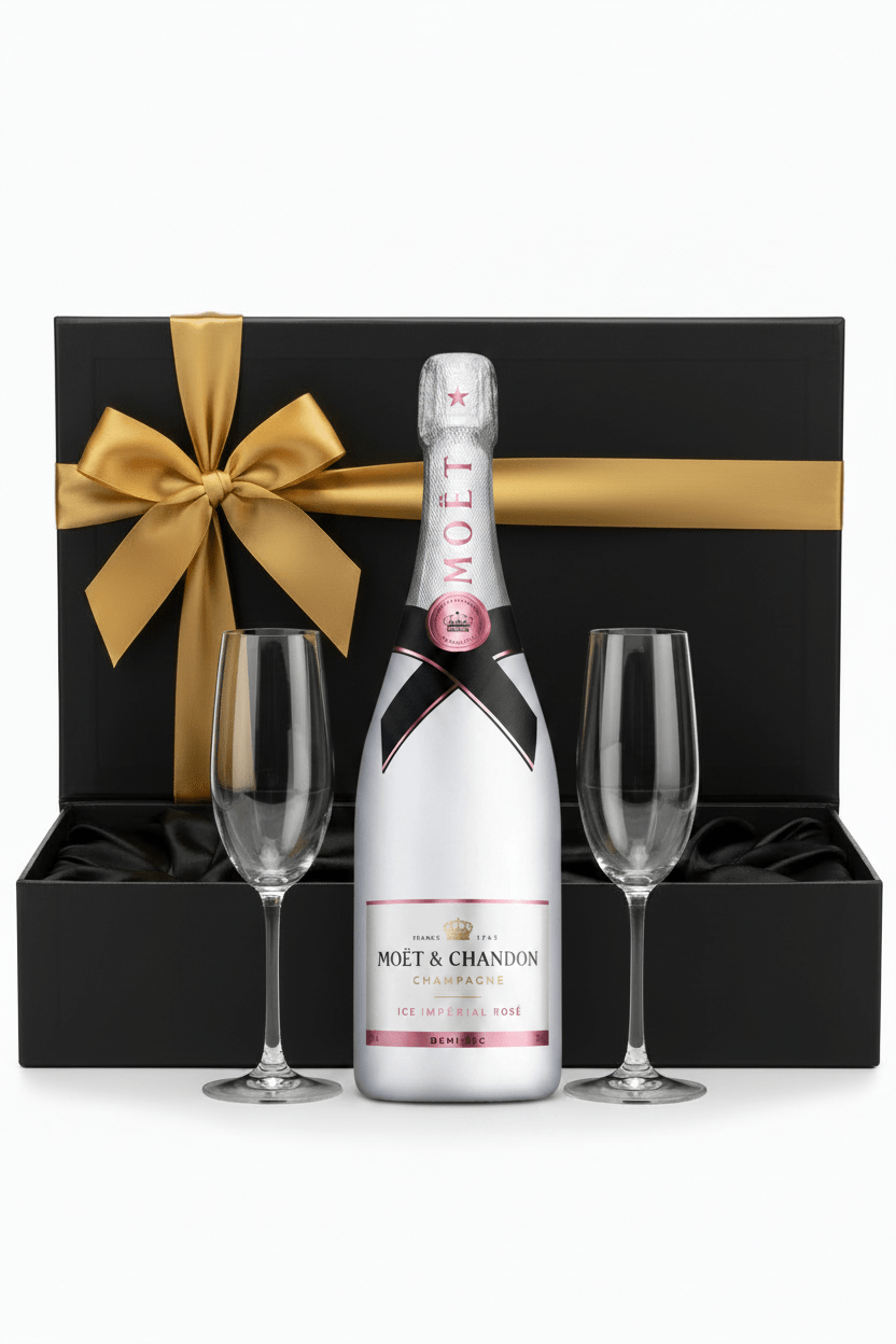 Moët & Chandon Ice Impérial Rosé Champagne Gift Box W/ 2 Champagne Flutes - Bottles2Gift