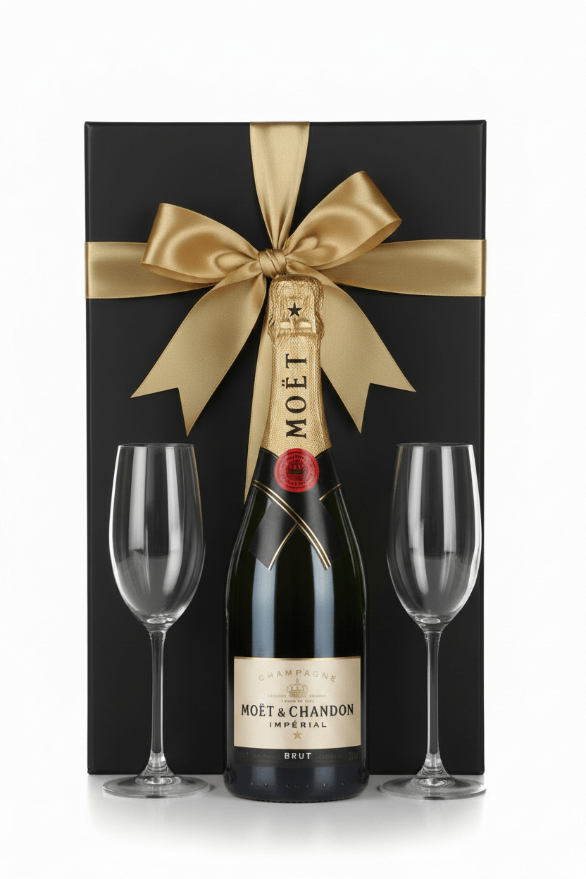 Moët & Chandon Impérial Brut Champagne Gift Box W/ 2 Champagne Flutes - Bottles2Gift