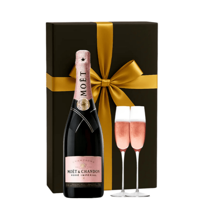 Moët & Chandon Rosé Impérial Champagne Gift Box W/ 2 Champagne Flutes - Bottles2Gift