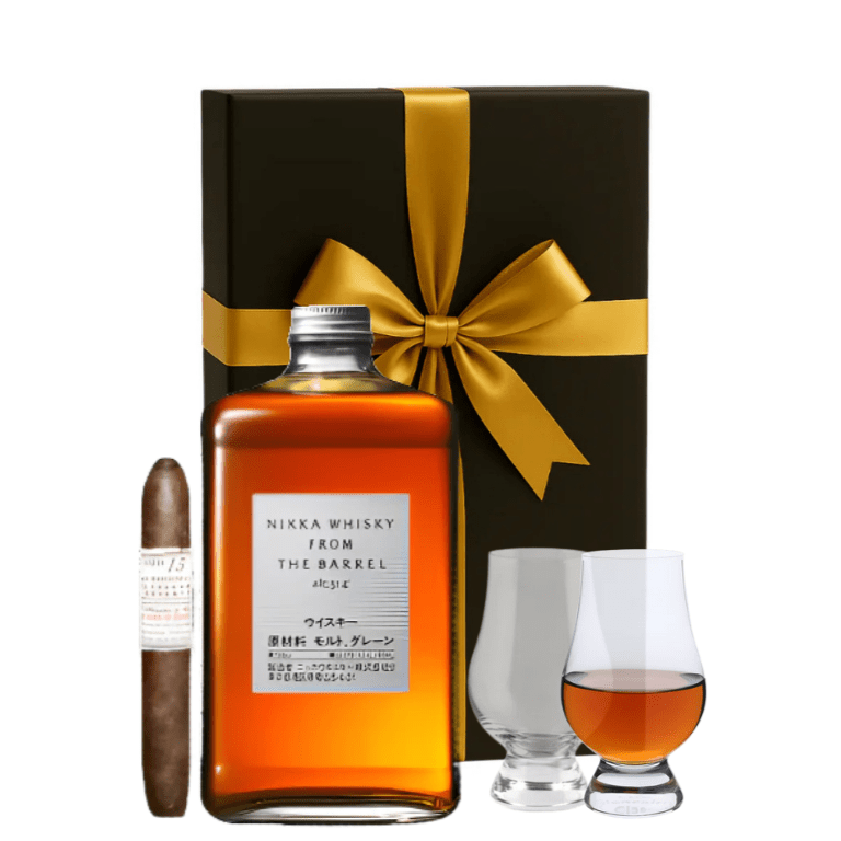 Nikka From The Barrel 750ml Gift Set W/Gift box, Glasses, and Cigar - Bottles2Gift