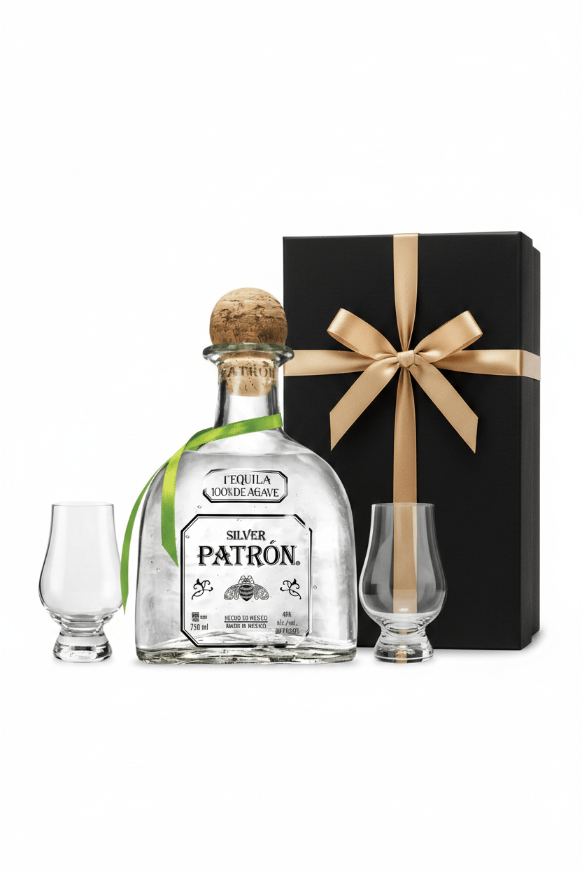 Patrón Silver Blanco Tequila Gift Set W/ Gift Box and 2 Glasses - Bottles2Gift