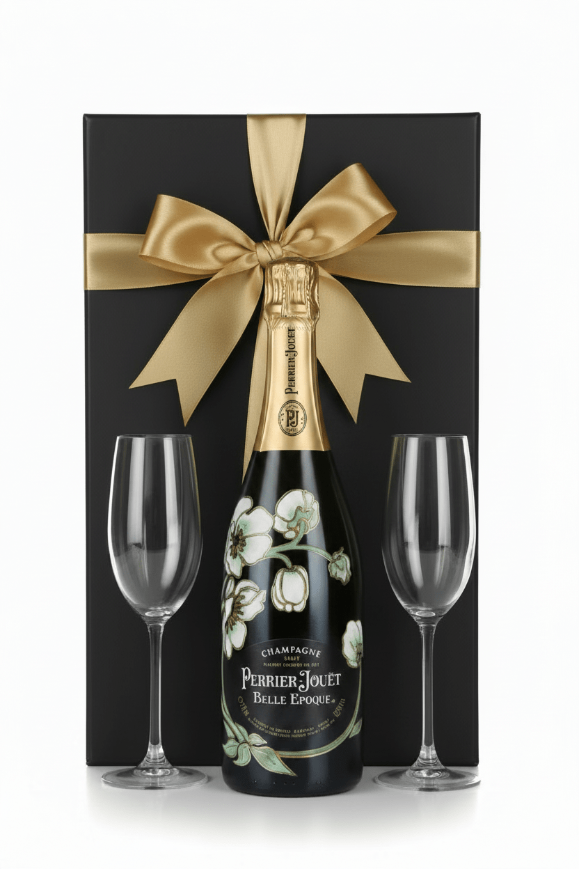 Perrier-Jouët Belle Époque Brut Champagne Gift Box W/ 2 Champagne Flutes - Bottles2Gift