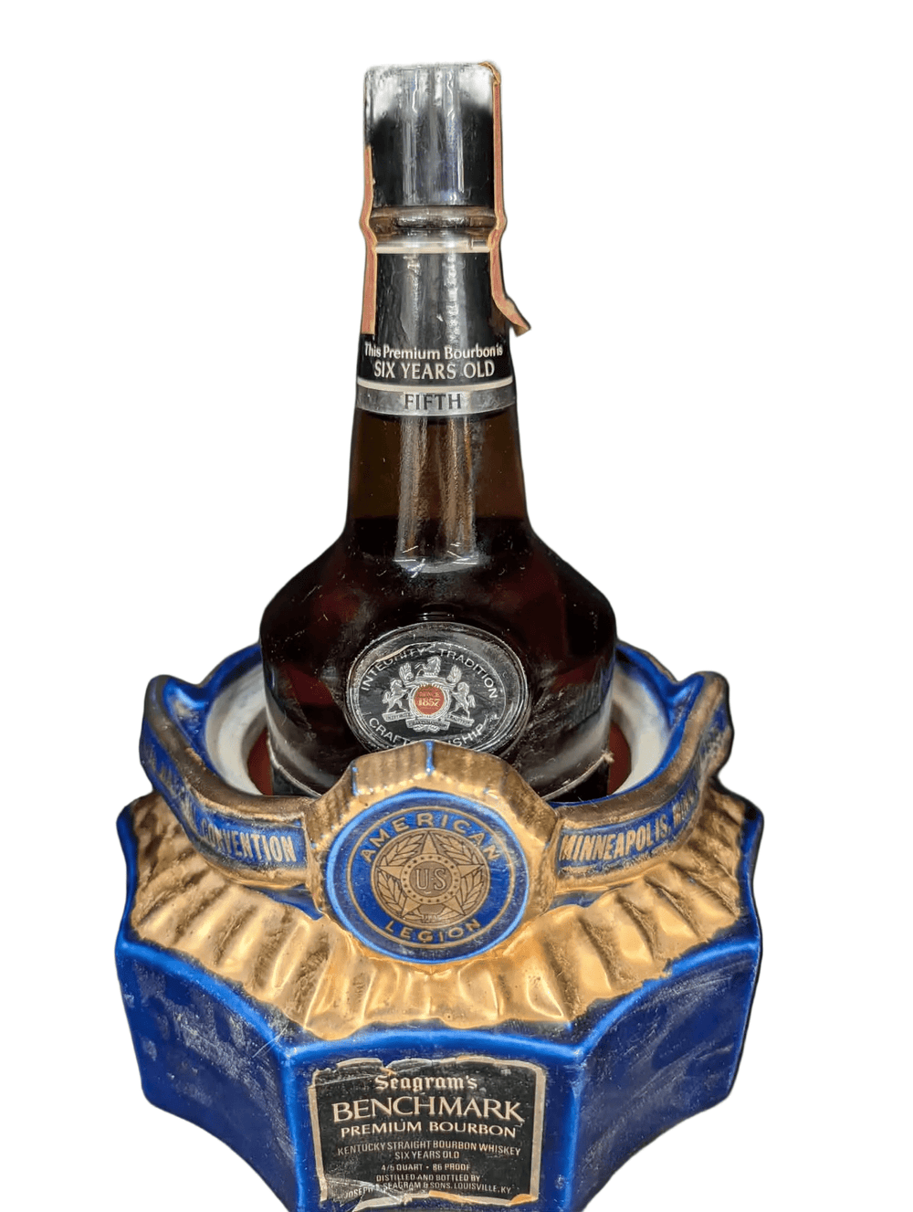 RARE & SEALED: 1975 Seagram’s Benchmark Bourbon | 57th American Legion Decanter - Bottles2Gift