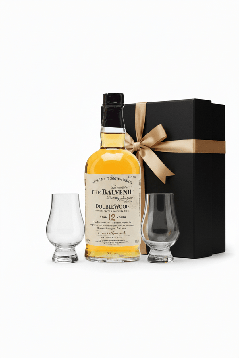 The Balvenie DoubleWood 12 Year Old Single Malt Scotch Whisky Gift Set W/ Gift Box and Glasses 750ml - Bottles2Gift