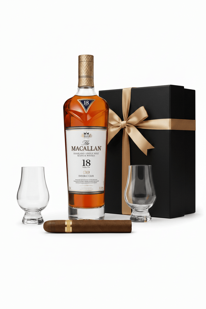 The Macallan Single Malt Scotch Luxury 750ml Gift Set W/Gift Box+Glasses+Cigar - Bottles2Gift
