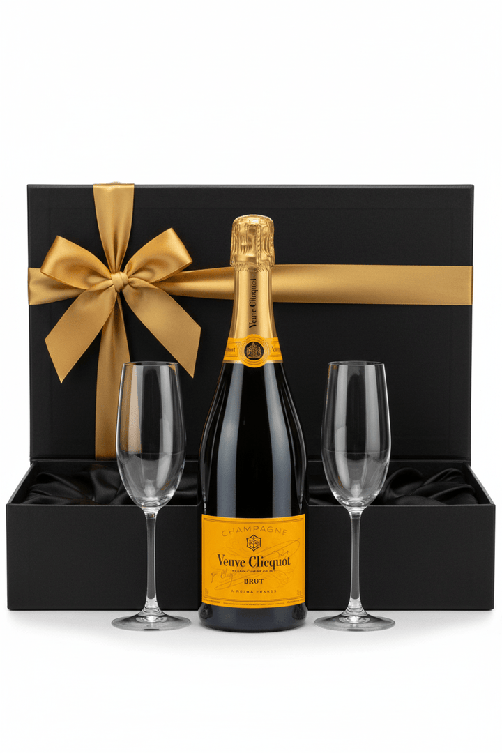 Veuve Clicquot Champagne Gift Set With 2 Engraved Champagne Flutes - Bottles2Gift