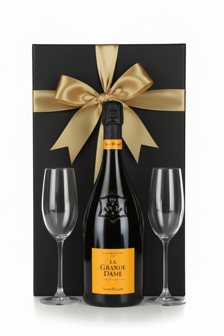 Veuve Clicquot La Grande Dame Brut Champagne Gift Box W/ 2 Champagne Flutes - Bottles2Gift