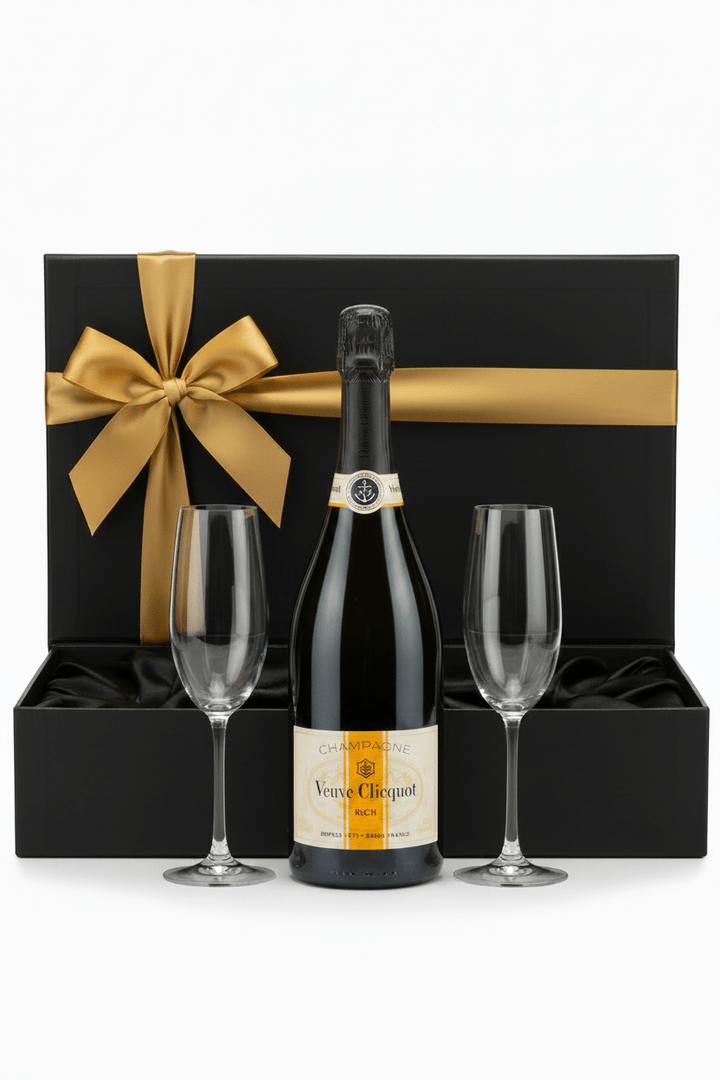 Veuve Clicquot Rich Champagne Gift Box W/ 2 Champagne Flutes - Bottles2Gift