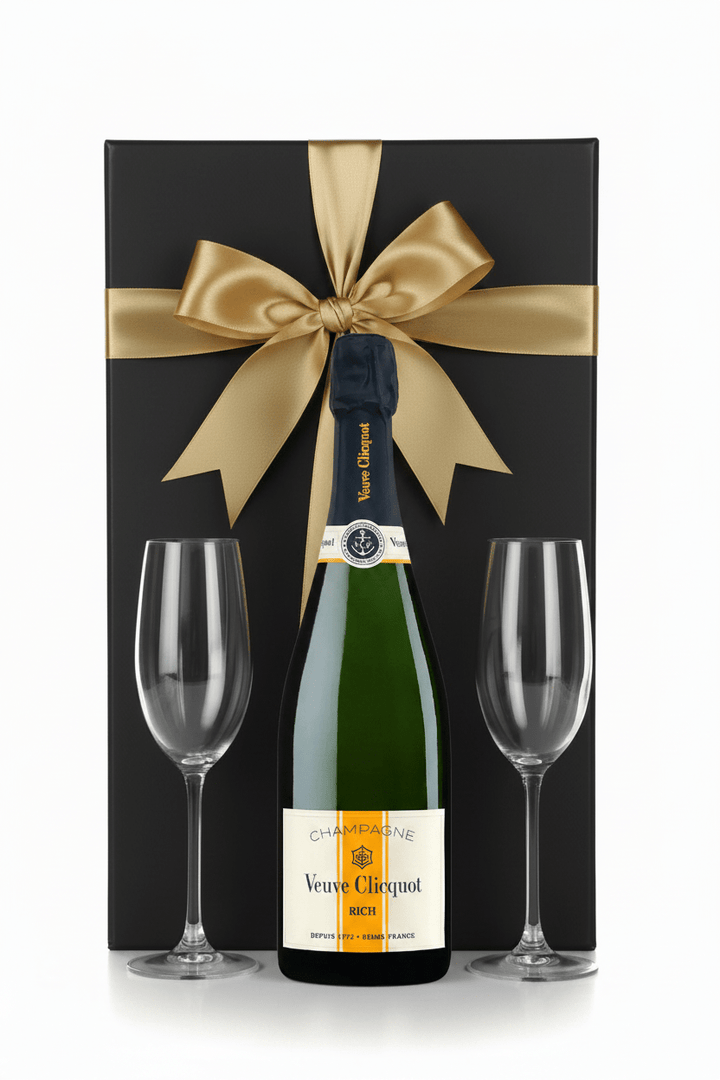 Veuve Clicquot Rich Champagne Gift Box W/ 2 Champagne Flutes - Bottles2Gift