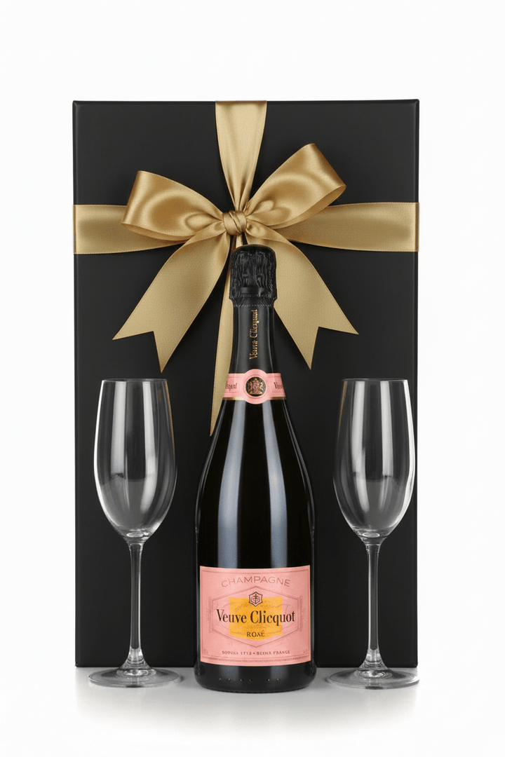 Veuve Clicquot Rosé Brut Champagne Gift Box W/ 2 Champagne Flutes - Bottles2Gift