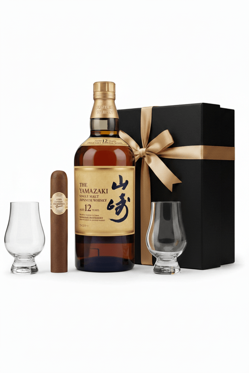 Yamazaki 12-Year Single Malt 750ml Gift Set W/Gift Box - Glasses & Cigar - Bottles2Gift