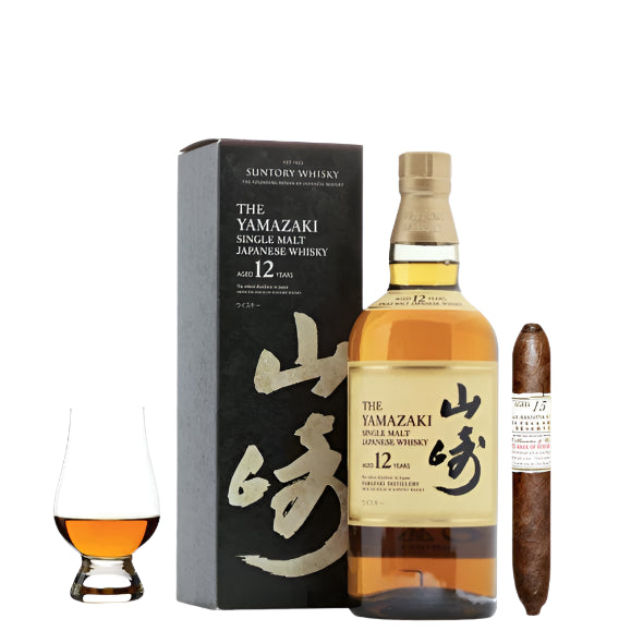 Yamazaki 12-Year Single Malt 750ml Gift Set W/Gift Box - Glasses & Cigar